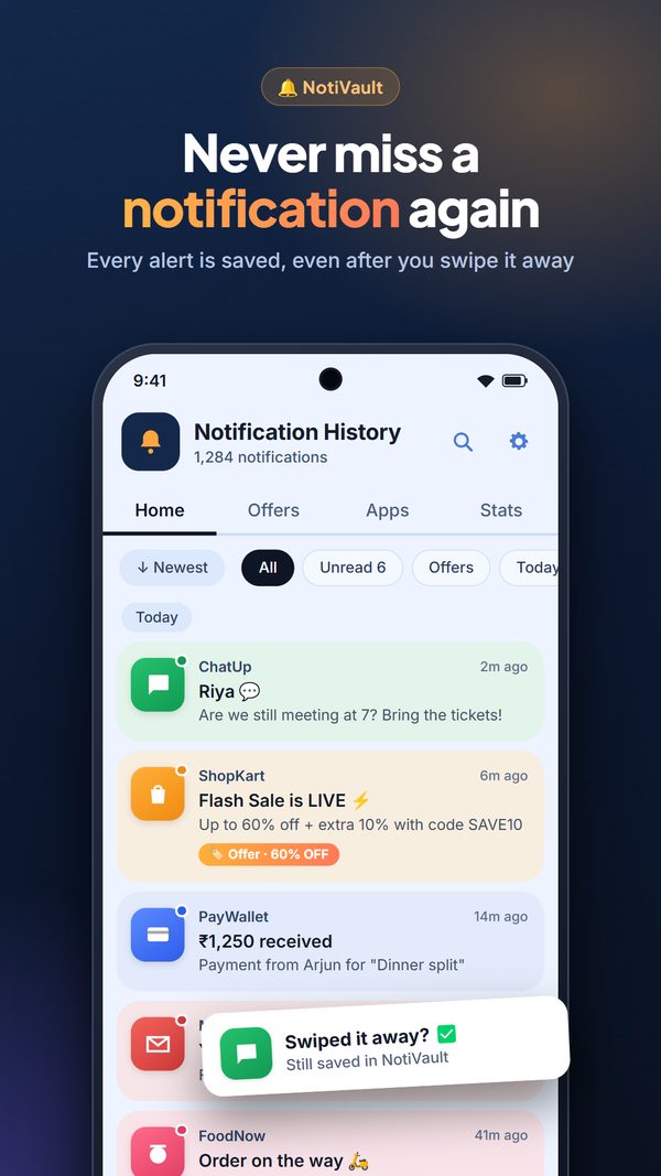 NotiVault — never miss a notification again, every alert is saved