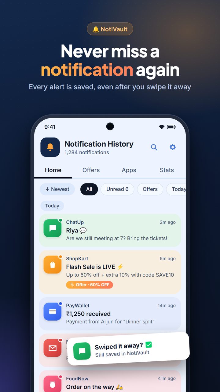 NotiVault — never miss a notification again, every alert is saved