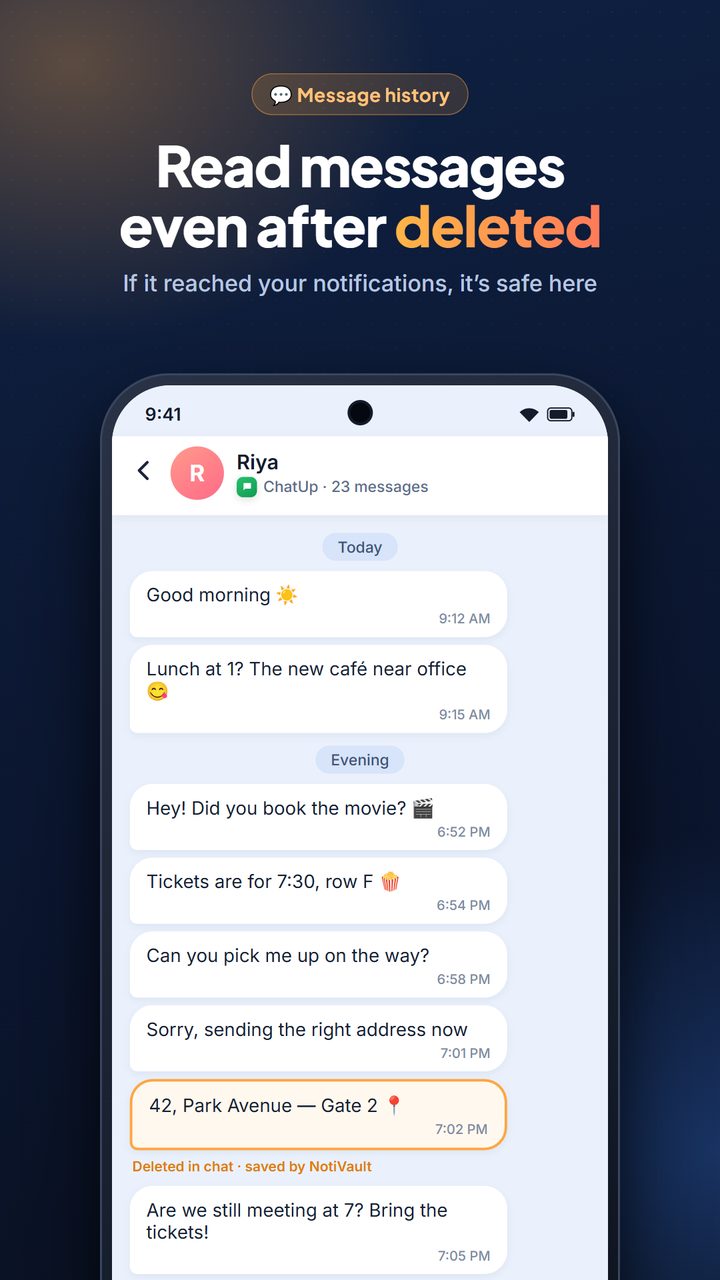 NotiVault — read messages even after they are deleted