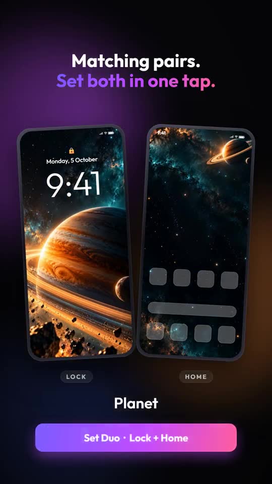 Matching lock and home screen wallpapers