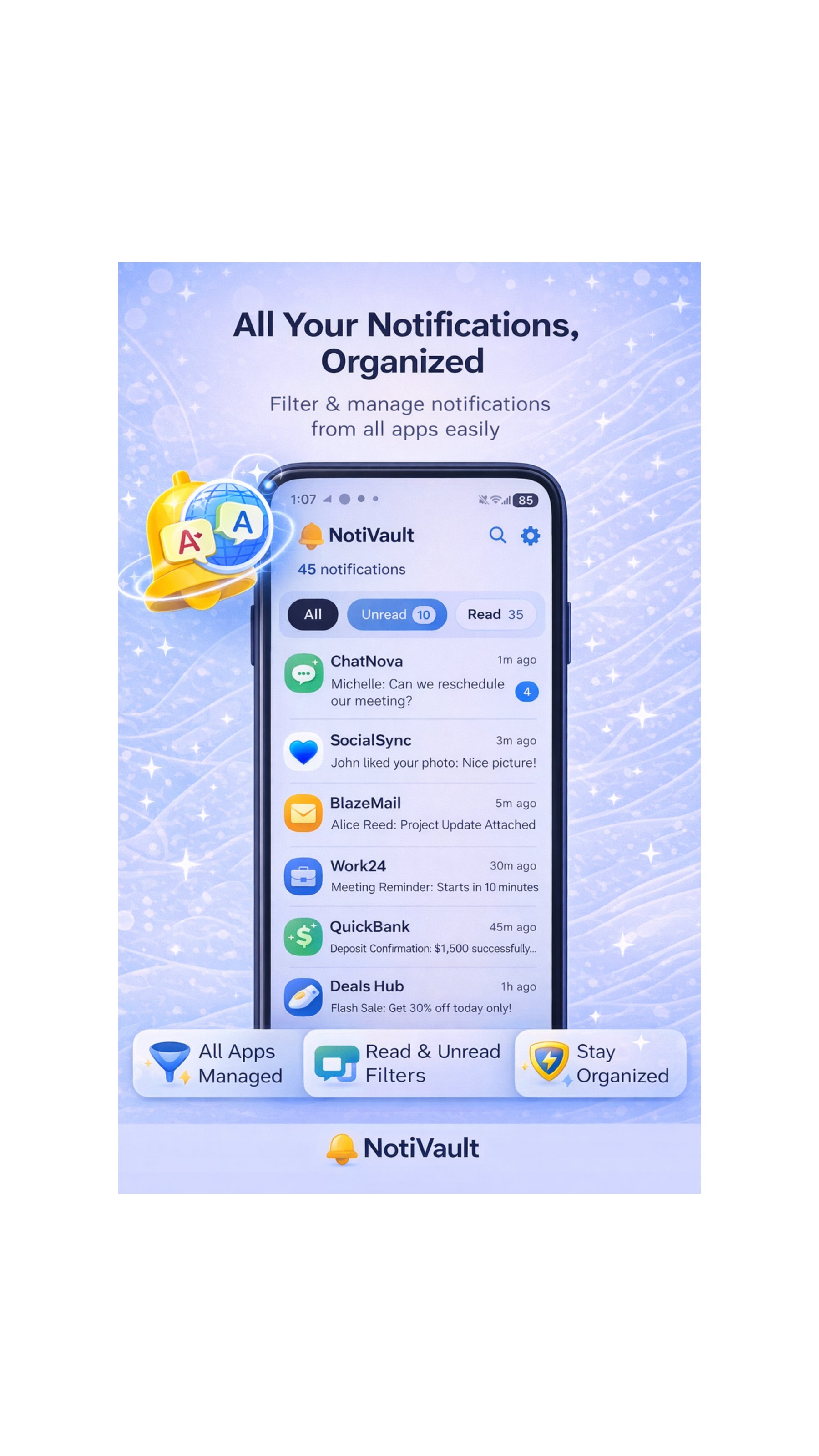 NotiVault App on Android Phone